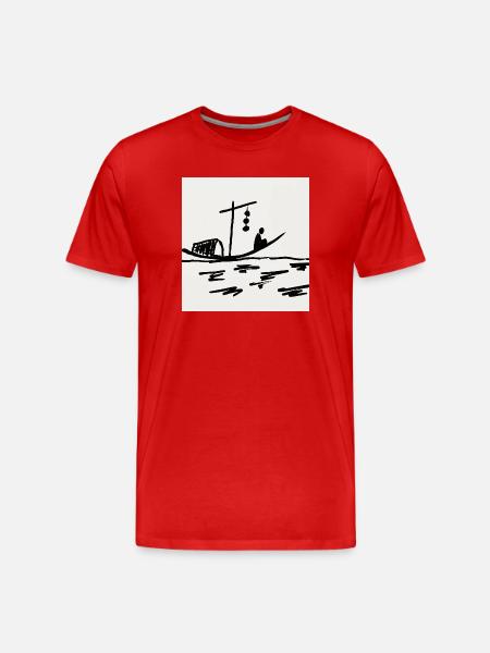 Nachtboot am Fluss - Männer Premium Bio T-Shirt - Rot