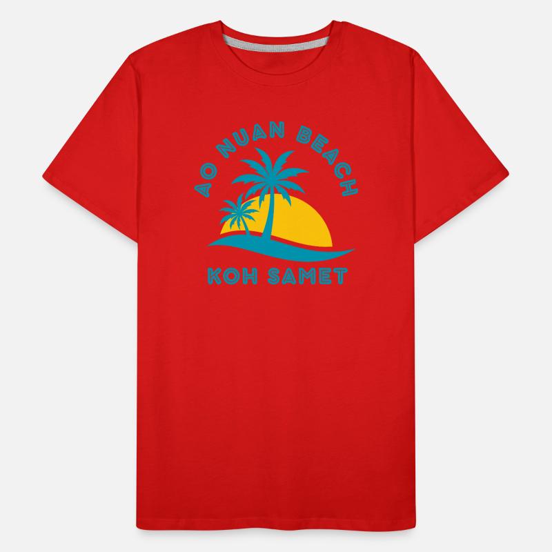 Coucher de soleil de Koh Samet Palm Beach T-shirt bio Premium Homme