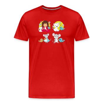 Cute_birdie_and_her_friends - Men's Premium Organic T-Shirt - red - Front - Damien (186cm)