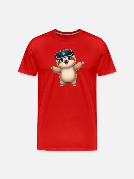 Lazy Sloth Virtual Reality Gamer Gamer - Men's Premium Organic T-Shirt - red