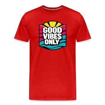 Nur gute Stimmung...  - Männer Premium Bio T-Shirt - Rot - Vorne - Damien (186cm)