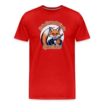 Fuchs im Smoking, Der Sparfuchs aka Geheimagent - Männer Premium Bio T-Shirt - Rot - Vorne - Damien (186cm)