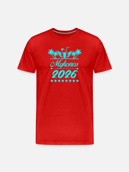 Mykonos 2026 Neon Palm Trees Design - Men's Premium Organic T-Shirt - red