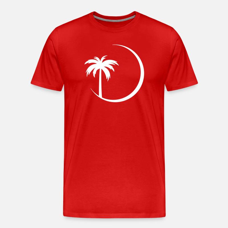 Palm tree in circle silhouette - Men's Premium Organic T-Shirt - red