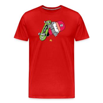 Graphique néon Skate Panda - T-shirt bio Premium Homme - rouge - Devant - Damien (186cm)