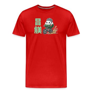 Kawaii Onigiri Cyclist Mud Splash - Men's Premium Organic T-Shirt - red - Front - Damien (186cm)