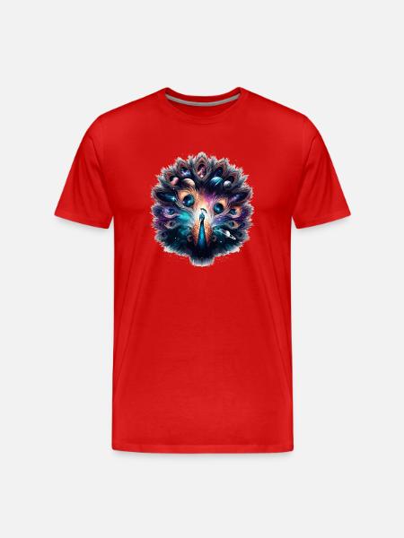 Astral Peacock Cosmos - Men's Premium Organic T-Shirt - red