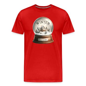 Winterzauber Schneekugel-Dorf - Männer Premium Bio T-Shirt - Rot - Vorne - Damien (186cm)