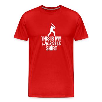 Das ist meine Lacrosse-Shirt-Cricket-Silhouette - Männer Premium Bio T-Shirt - Rot - Vorne - Damien (186cm)