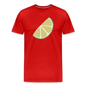 Lime Slice Minimalist Lime - Men's Premium Organic T-Shirt - red - Front - Damien (186cm)