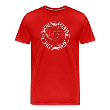 Hockey Katze Humor Eishockey Fan Geschenkidee - Männer Premium Bio T-Shirt - Rot - Vorne - Damien (186cm)