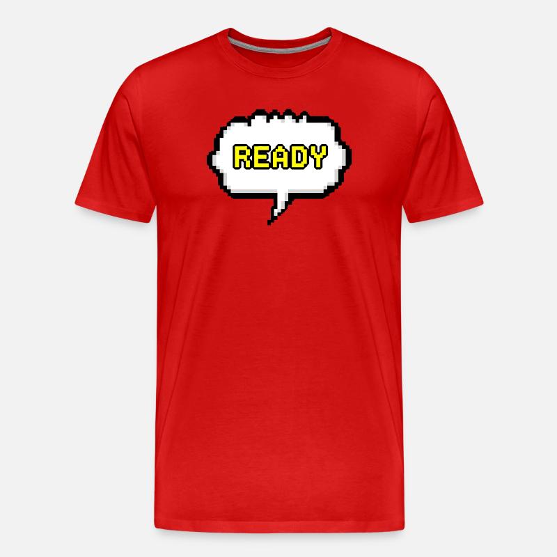 Bereit Pixel-Sprechblase - Männer Premium Bio T-Shirt - Rot