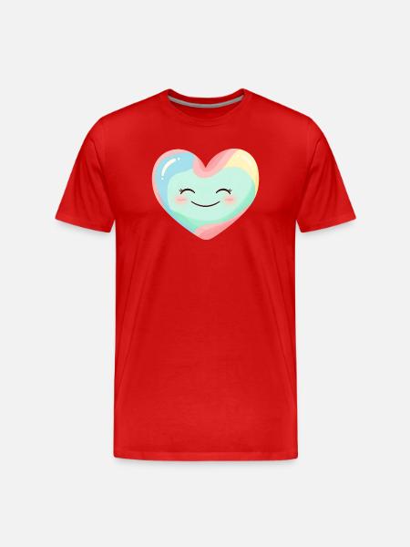 Pastellherz Lächelnd Regenbogen - Männer Premium Bio T-Shirt - Rot