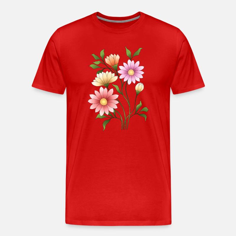 Blumen - Männer Premium Bio T-Shirt - Rot