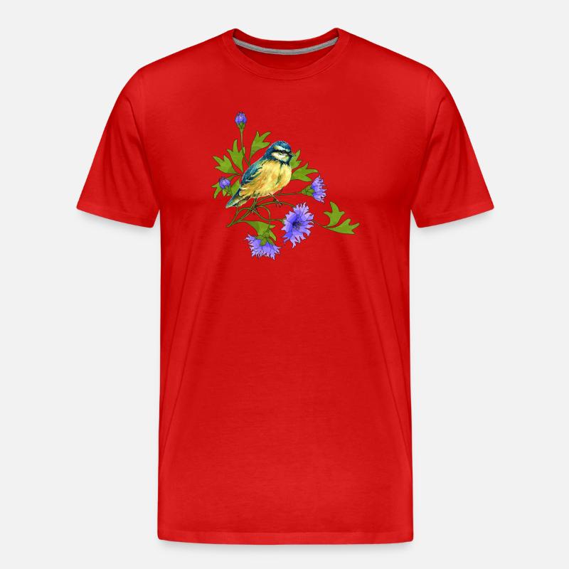 Bunter Vogel - Männer Premium Bio T-Shirt - Rot