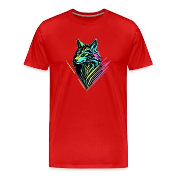 Neon Wolf – Cyber Spirit - T-shirt bio Premium Homme - rouge - Devant - Damien (186cm)