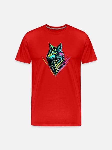 Neon Wolf – Cyber Spirit - Men's Premium Organic T-Shirt - red