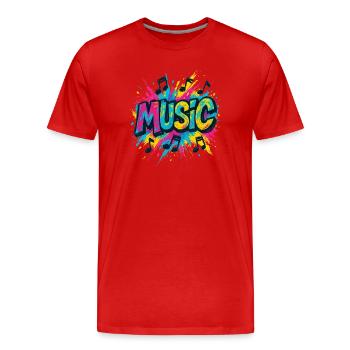 Bunte Musik Popmusik Noten - Männer Premium Bio T-Shirt - Rot - Vorne - Damien (186cm)
