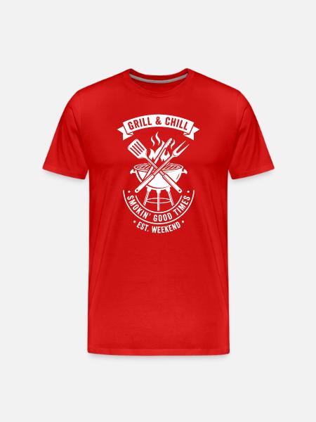 Grill & Chill BBQ Motif - Men's Premium Organic T-Shirt - red