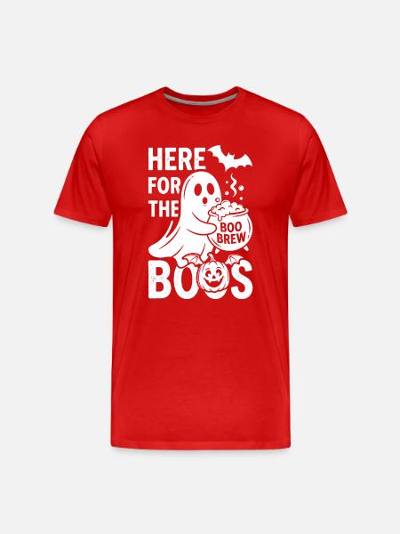 Ghost with Boo Brew Halloween - Men's Premium Organic T-Shirt - red