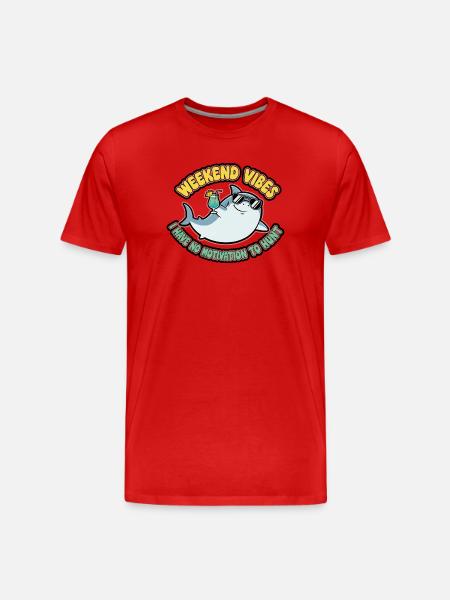 Weekend Vibes Shark Cocktail Tee - Men's Premium Organic T-Shirt - red