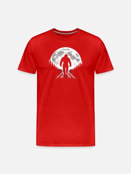 Bigfoot on railroad tracks - Men's Premium Organic T-Shirt - red