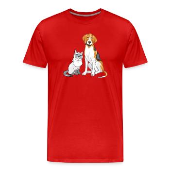 Siamese_cat_and_Foxhound_are_best_friends - Männer Premium Bio T-Shirt - Rot - Vorne - Damien (186cm)