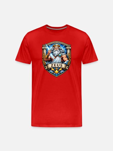Zeus Thunderstorm Shield - Men's Premium Organic T-Shirt - red