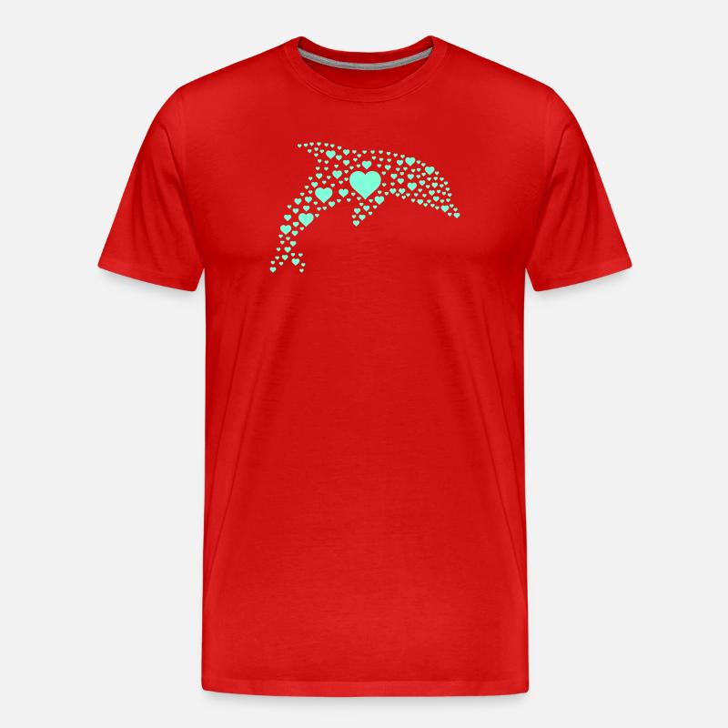 Dolphin Heart Pattern - Men's Premium Organic T-Shirt - red