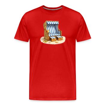 Chaise longue de plage dans le sable avec une boisson d’été - T-shirt bio Premium Homme - rouge - Devant - Damien (186cm)