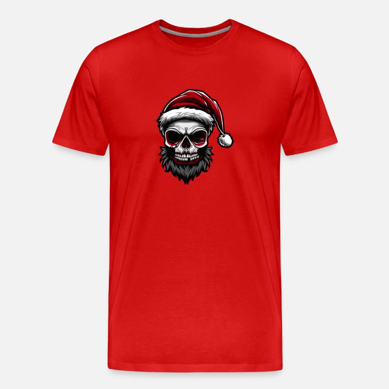 Weihnachtsmann Totenkopf - Männer Premium Bio T-Shirt - Rot
