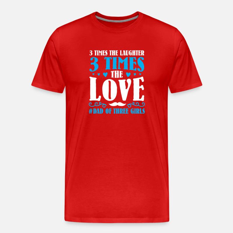 Papa Vater von drei Mädchen Töchtern - Männer Premium Bio T-Shirt - Rot