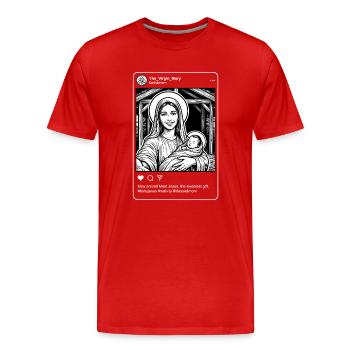 Jungfrau Maria Neue Ankunft – Krippen-Meme – Dunkel - Männer Premium Bio T-Shirt - Rot - Vorne - Damien (186cm)