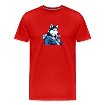 Husky Postman Blue Outfit - Men's Premium Organic T-Shirt - red - Front - Damien (186cm)