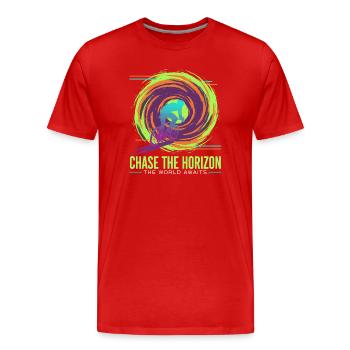 Chase the Horizon Cyclist - Men's Premium Organic T-Shirt - red - Front - Damien (186cm)