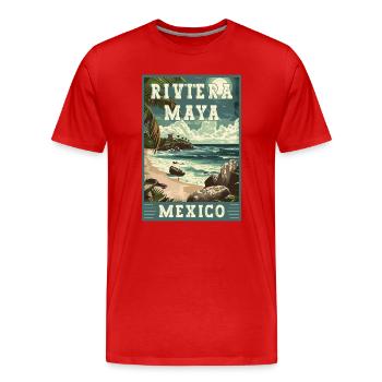 Découvrez le Paradis en Riviera Maya - Mexique - T-shirt bio Premium Homme - rouge - Devant - Damien (186cm)