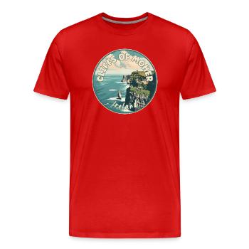 Découvrez les falaises de Moher en Irlande - T-shirt bio Premium Homme - rouge - Devant - Damien (186cm)