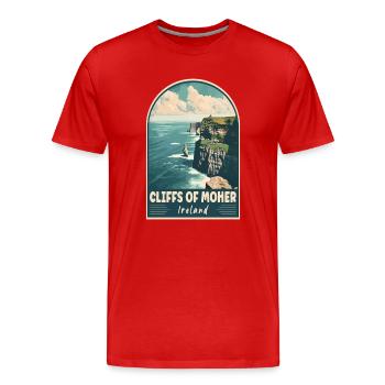 Découvrez les falaises de Moher en Irlande - T-shirt bio Premium Homme - rouge - Devant - Damien (186cm)