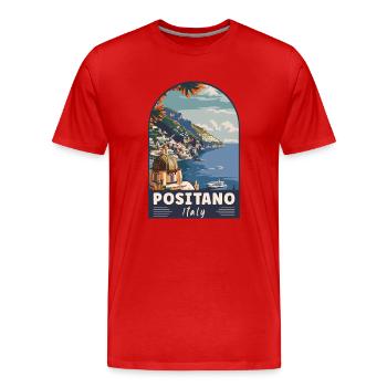 Découvrez Positano en Italie Paradis méditerranéen - T-shirt bio Premium Homme - rouge - Devant - Damien (186cm)