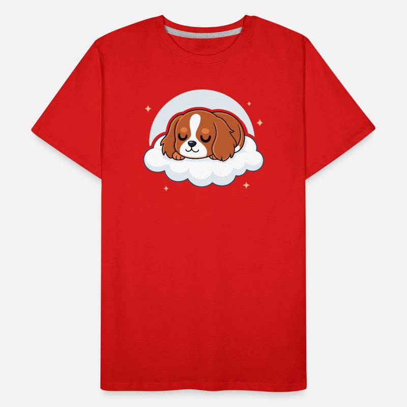 Chiot cavalier dormeur sur nuage T-shirt bio Premium Homme