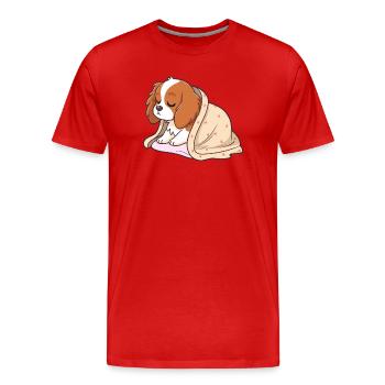 Sleeper puppy under cover - Men's Premium Organic T-Shirt - red - Front - Damien (186cm)