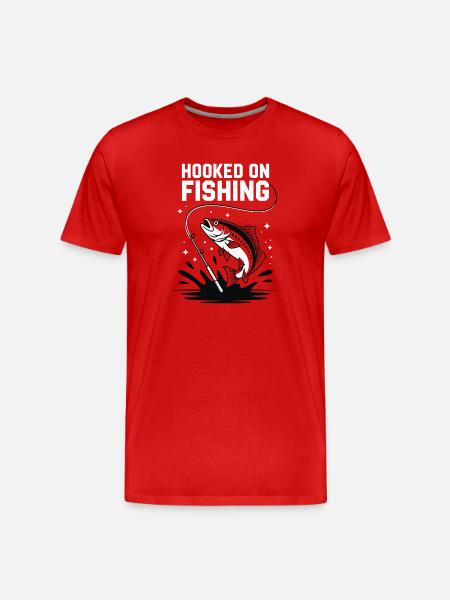 Hooked On Fishing - Angler Spruch - Men's Premium Organic T-Shirt - red