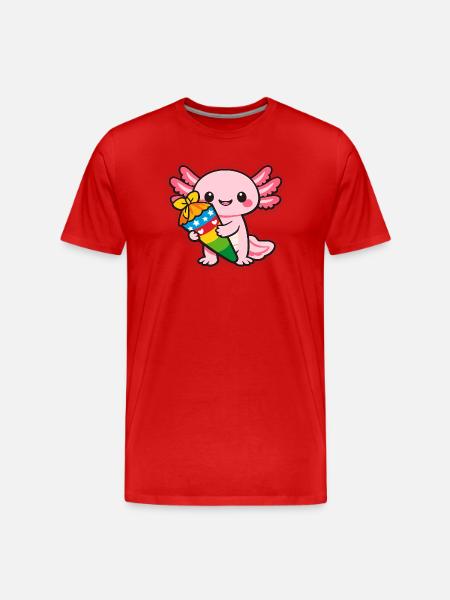 Kawaii dragon with fireworks axolotl - Men's Premium Organic T-Shirt - red