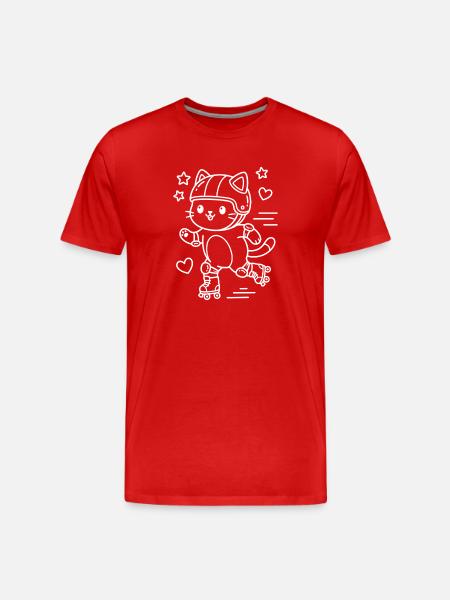 Roller Skate Kawaii Cat - Men's Premium Organic T-Shirt - red