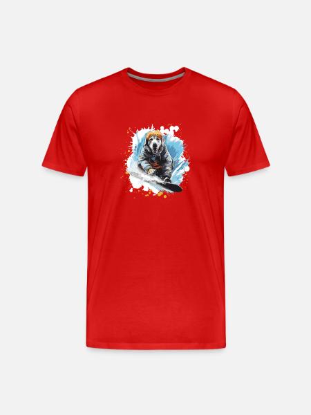 Labrador Dog Snowboard - Men's Premium Organic T-Shirt - red