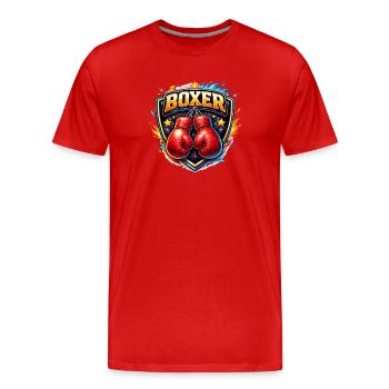 Kämpferisches Boxlogo mit Handschuhen - Männer Premium Bio T-Shirt - Rot - Vorne - Damien (186cm)