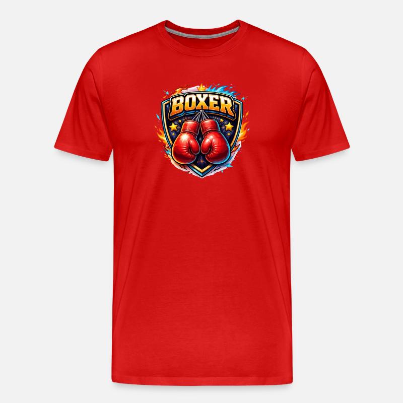 Logo de boxe combative avec gants - T-shirt bio Premium Homme - rouge