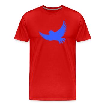 Blue-winged pigeon in flight - Men's Premium Organic T-Shirt - red - Front - Damien (186cm)