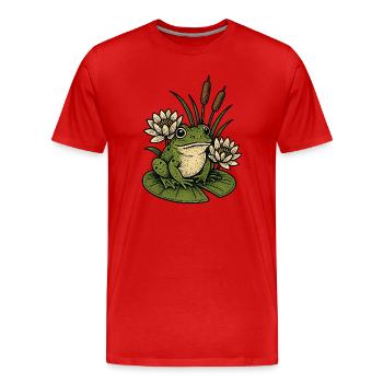 Grenouille au bassin aux nénuphars - T-shirt bio Premium Homme - rouge - Devant - Damien (186cm)