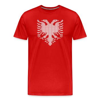 Albanisches Doppelkopf-Adler-Dotwork-Emblem - Männer Premium Bio T-Shirt - Rot - Vorne - Damien (186cm)